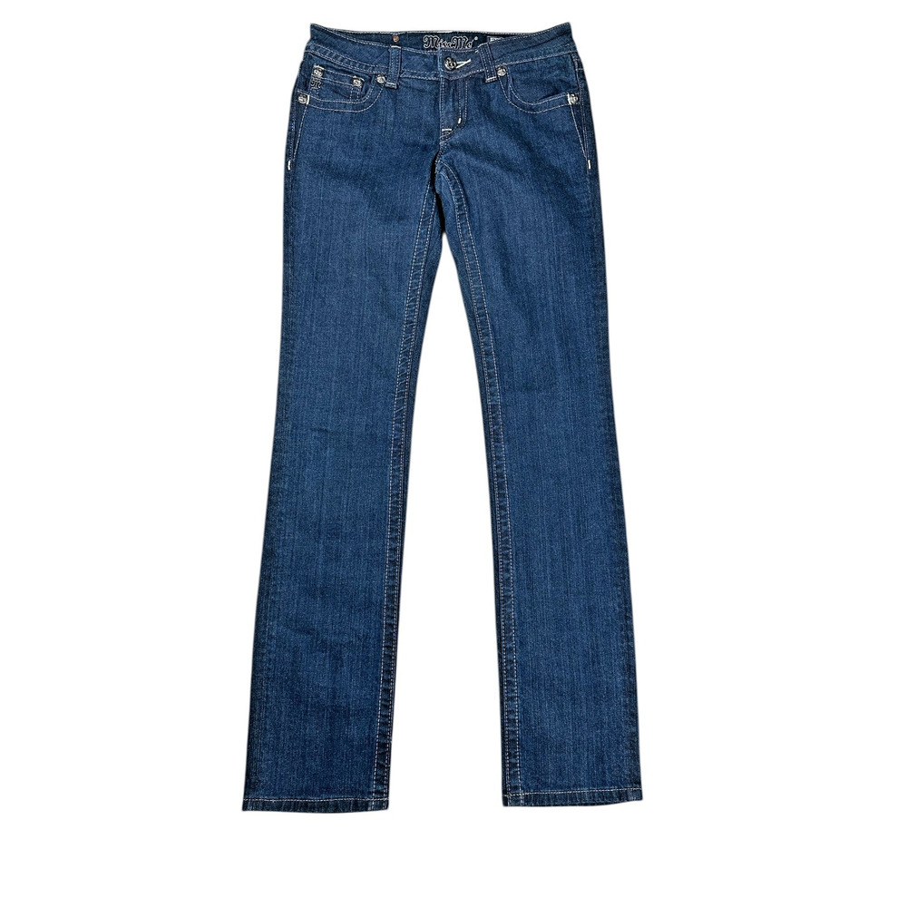 Miss Me Jeans Embellished Straight Leg Size 27 Low Rise Dark Wash Denim Y2K